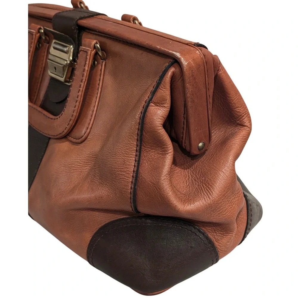 Vintage Porter Japan 70s Brown Leather Doctors Bag Retro Top Handle travel bag